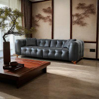 ABPEXI 106.28" LightGray Faux leather Modular Sofa cushion couch