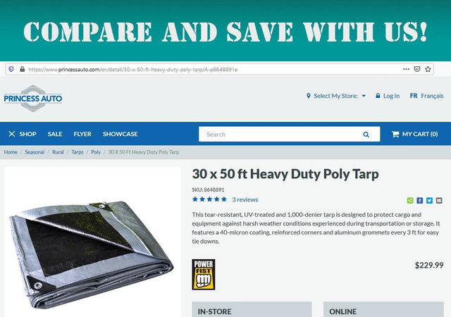 Heavy-duty 30 x 50 Ft. 4 Mil. Transparent Poly Tarp in Outdoor Tools & Storage - Image 3