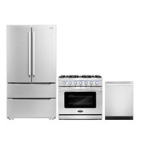 Cosmo 3 Piece Kitchen Package with 36" Gas Range 24" Dishwasher & French Door Refrigerator