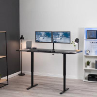 Vivo Black 71in x 30in Manual Height Adjustable Desk