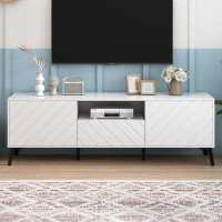 Wrought Studio Contemporary TV Stand for 70-inch TVs: Adjustable Shelves, Drawer, and Open Shelf, Metal Feet