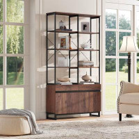 17 Stories 73" Bookcase With Storage Cabinet,5 Tier Standing Display Bookshelf For Home & Office, Brown