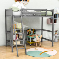 Harriet Bee Heathcoat Kids Twin Wood Loft Bed with Ladder