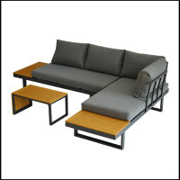Latitude Run® Aluminum Patio Furniture Set, Outdoor L-Shaped Sectional Sofa