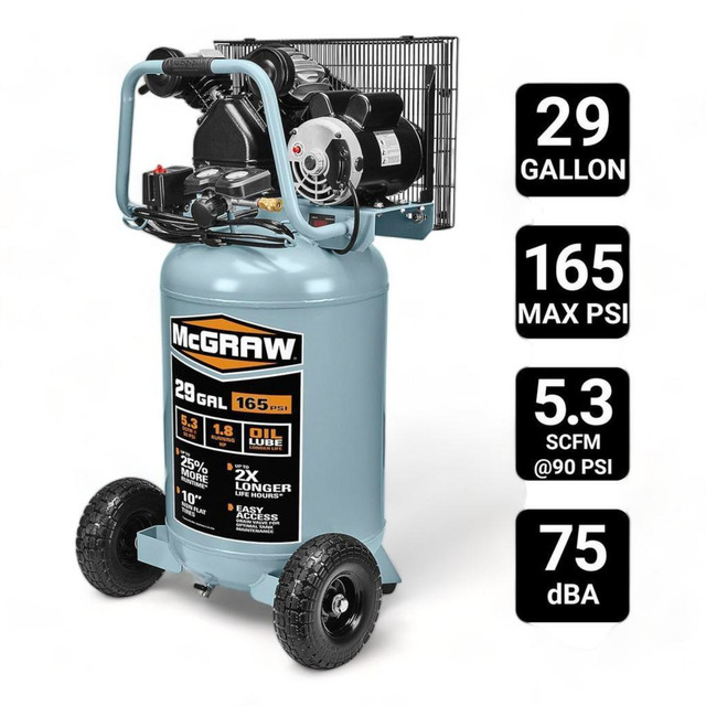 HOC VC29 29 GALLON, 1.8 HP, 165 PSI OIL-LUBE VERTICAL AIR COMPRESSOR + 90 DAY WARRANTY + FREE SHIPPING in Power Tools