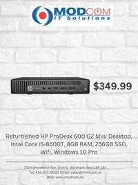 Year End Sale - HP ProDesk 600 G2 Mini Desktop, Intel Core i5-6500T, 8GB RAM, 256GB SSD, Wifi, Windows 10 Pro