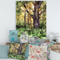 East Urban Home Large Tree In Autumn Forest - Lake House Canvas Wall Art Print-FDP35961