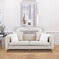 Mercer41 Hastings 85.04'' Upholstered Sofa with Hand-woven Fabric
