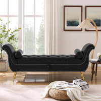 Everly Quinn Berneau Faux Leather Bench