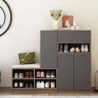Hokku Designs 2-in-1 Shoe Storage Cabinet With Padded Seat And Adjustable Shelves