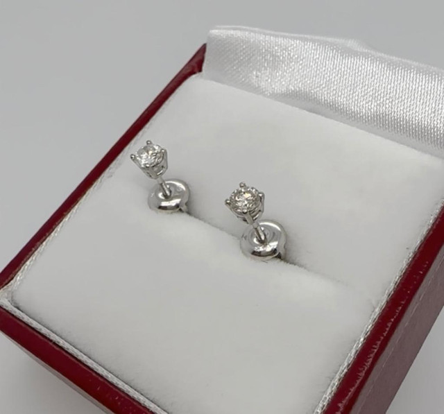 #351 - .32ctw, SI Diamonds, 14k White Gold, Screwback Stud Earrings NEW in Jewellery & Watches - Image 4