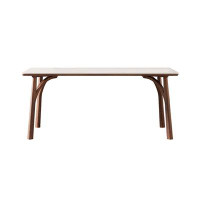 Elevat Home Modern Rectangular Rock Slab Solid Wood Dining Table