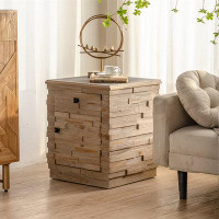 Millwood Pines 19.69 "Retro Fashion Splicing Design Side Cabinet Coffee Table, For Living Room,Office,And Dining Room