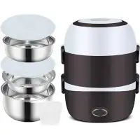 Prep & Savour 3 Layers Electric Warmer Lunch Box Food Heater Portable Bento Rice Cooker Office Lunch Containers Warming