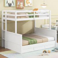 Harriet Bee Wood  Over Bunk Bed With Hydraulic Lift Up Storage