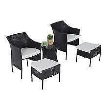Outdoor Indoor 5 pcs Wicker Rattan Coffee Set Garden Patio Furniture Club Chair Table and Ottoman with Cushion in Patio & Garden Furniture in Ontario - Image 3