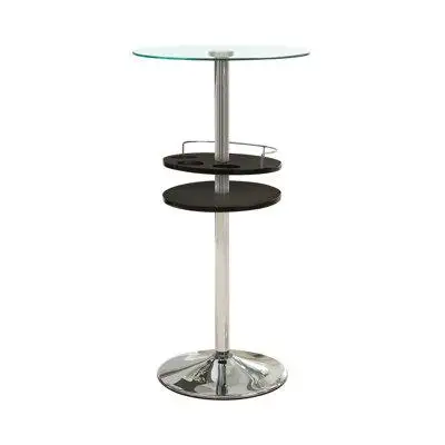 Featuring a built-in wine and stemware shelf this contemporary bar table is perfect for compact spac...