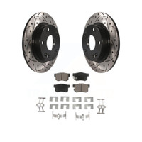 Rear Coated Slotted Drilled Disc Rotors and Ceramic Brake Pads Kit by Transit Auto KDC-100782