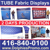 Trade Show Event Portable TUBE Pop Up Booth Back Wall Display + FREE Custom Full Color Backdrop Graphics + Travel Case