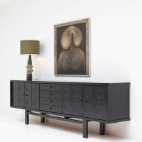 Brayden Studio Ash wood black simple TV cabinet.