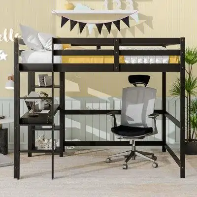 Harriet Bee Full Loft Bed With Desk And Shelves