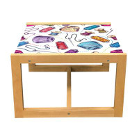 East Urban Home East Urban Home Purple Coffee Table, Stitching Sewing Dressmaking Related Colourful Thread Needle Spool
