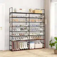 Mercer41 Modern 9-Tier Height Adjustable Large Shoe Rack With Reinforced Tubes, Fits 72-90 Pairs, Ideal For Dressing Roo