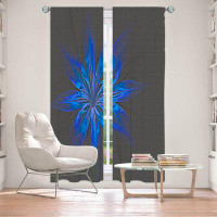 East Urban Home Lined Window Curtains 2-panel Set for Window Size by Pam Amos - Silk Flower Dark Blue