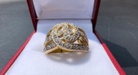 #318 - 14k Yellow Gold, Hand Assembled Ladies Diamond Dinner Ring, Size 6