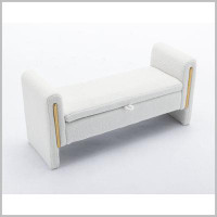 Everly Quinn Storage Bench Bedroom Bench With Gold Metal Trim Strip