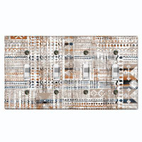 WorldAcc Metal Light Switch Plate Outlet Cover (Tribal Marking Pattern Gray - Quadruple Toggle)