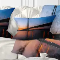Made in Canada - East Urban Home Cityscape Southern Bridge Panorama in Kiev Lumbar Pillow