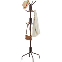 Winston Porter Winston Porter Metal Coat Rack Stand with 12 Hooks and 4 Legs, Coffee Brown