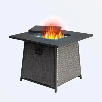 Latitude Run® Jocellyn 24.41'' H Iron Propane Outdoor Fire Pit Table with Lid