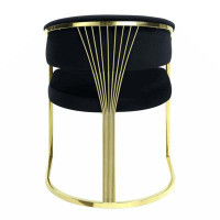 Everly Quinn Fallon Side Chair, Black Velvet & Mirrored Gold Finish