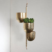 Everly Quinn Gold Hanging Planter Iron Planters for Indoor Plants or Outdoor Plants, Metal Planters