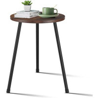 17 Stories Round Side Table, Small Accent End Table For Living Room, Bedroom, Small Spaces, Height Adjustable Metal Legs
