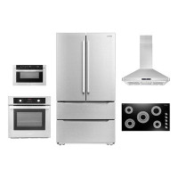 Cosmo 5 Piece Kitchen Package With 30" Electric Cooktop 24" Single Electric Wall Oven 24" Built-in Microwave Drawer Ener