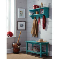 Birch Lane™ Cain 36" Wide Wooden Wall Mounted Coat With 3 Compartments and Bench Set