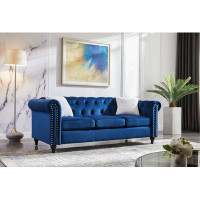 House of Hampton 3-Seater Sofa with Button and Copper Nail on Arms and Back, Two Pillow