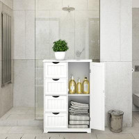 Red Barrel Studio Latitude Run® Bathroom Floor Cabinet Wooden With 1 Door & 4 Drawer, Free Standing Wooden Entryway Cupb