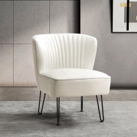 George Oliver PU Upholstered Side Chair With 4 U-Shaped Metal Legs