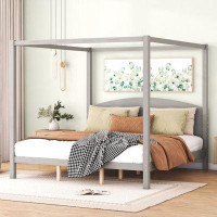 Mercer41 Canopy Platform Bed With Headboard And Support Legs
