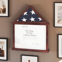 Flash Furniture Glass Front Flag Display Case With Certificate Holder