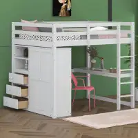 Harriet Bee Jannat Full 3 Drawer Slat Loft Bed with Bookcase by Harriet Bee