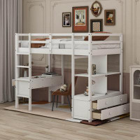 Harriet Bee Veazey Kids Twin Loft Bed with Drawers