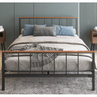 17 Stories Metal Platform Bed Frame With Headboard And Footboard,Sturdy Metal Frame