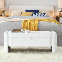 Latitude Run® Storage Bench Chenille Fabric Bench with Large Storage Space