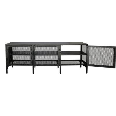 17 Stories Industrial TV Stand Entertainment Center Cabinet,Wood And Metal TV Console Table With 3 Metal Mesh Doors 2-Ti in TV Tables & Entertainment Units