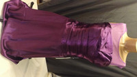 New Short Satin Knee Length Prom Ball Dress Purple, Size 6